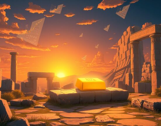 Gold price analysis showing resilience above $5,000 level with economic indicators in background