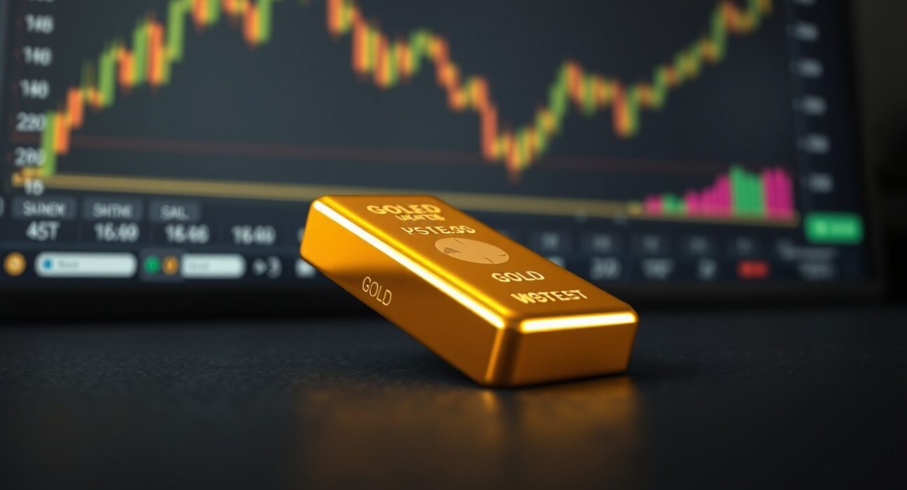 Gold bullion bar representing market analysis of gold price and interest rates.