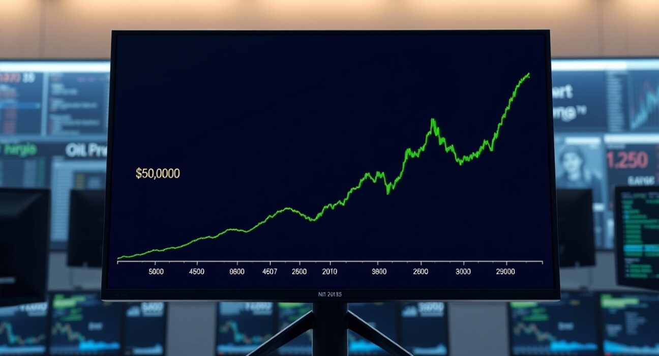 Financial chart analysis showing gold price stalling as oil price surges, illustrating current commodity market pressure.