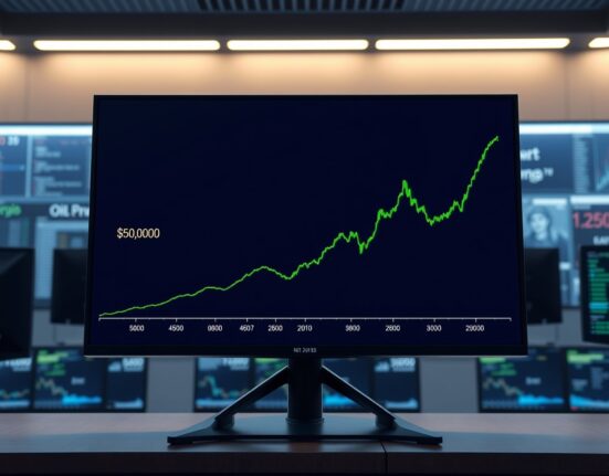 Financial chart analysis showing gold price stalling as oil price surges, illustrating current commodity market pressure.