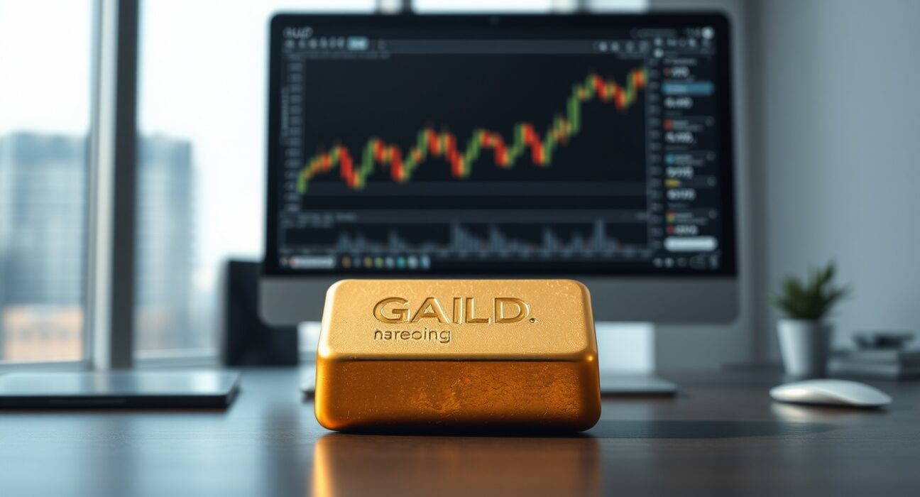 Gold bullion bar awaiting US PCE inflation data impact on financial markets.