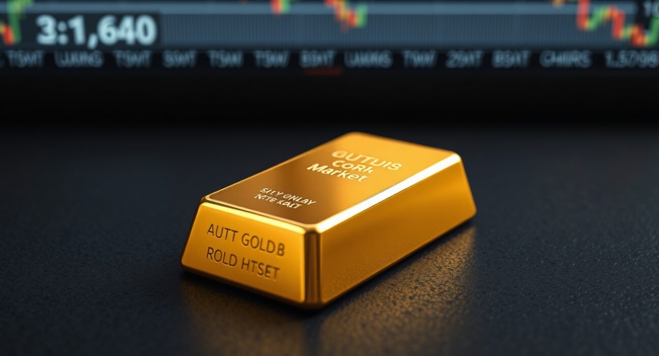 Gold bullion bar representing the market holding above $5,000 ahead of the Federal Reserve meeting.