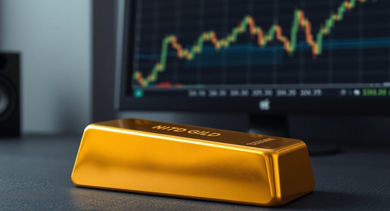 Gold bullion bar representing the stalled price of gold despite a falling US dollar in 2025 markets.
