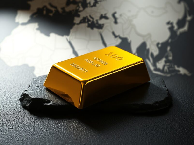 Gold bullion bar representing the surge in gold prices amid geopolitical developments in Iran