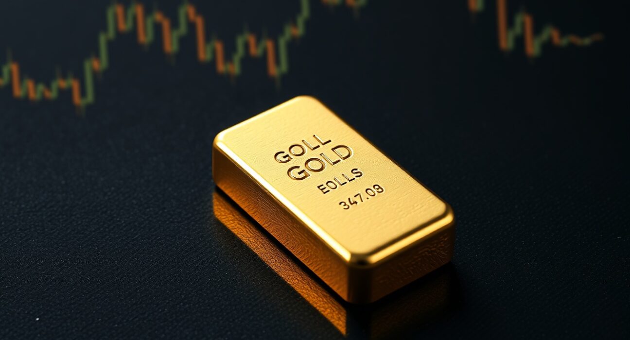 Gold bullion bar representing the surge in gold prices amid geopolitical and Federal Reserve policy shifts.