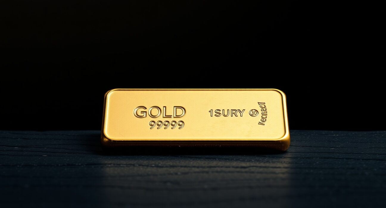 Gold bullion bar representing the surge in safe-haven asset prices amid geopolitical uncertainty.
