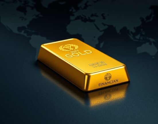 Gold bullion bar representing falling gold prices amid Iran ceasefire news.