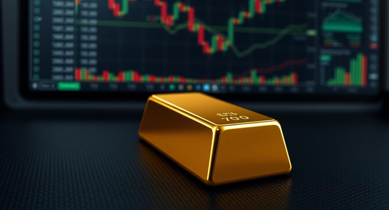 Gold bullion bar representing the current gold price holding above $4,700 amid market anticipation.