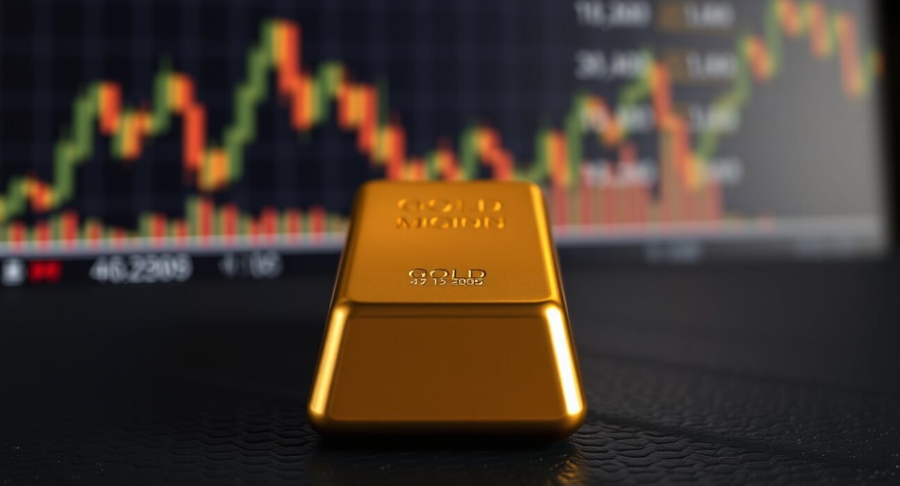 Gold bullion bar representing market price movements amid US-Iran geopolitical talks.