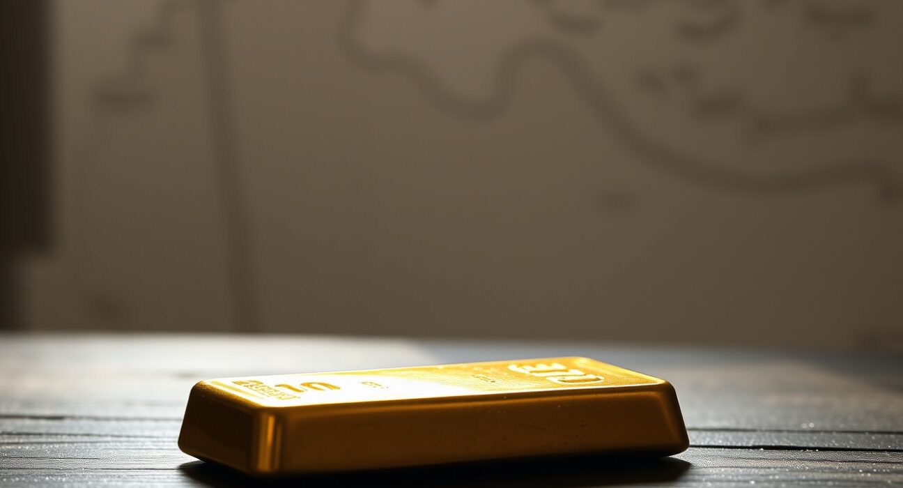 Gold bullion bar representing market uncertainty amid US-Iran geopolitical tensions.