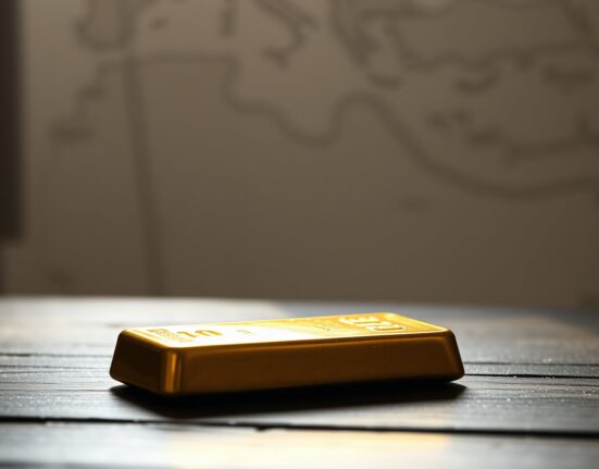 Gold bullion bar representing market uncertainty amid US-Iran geopolitical tensions.