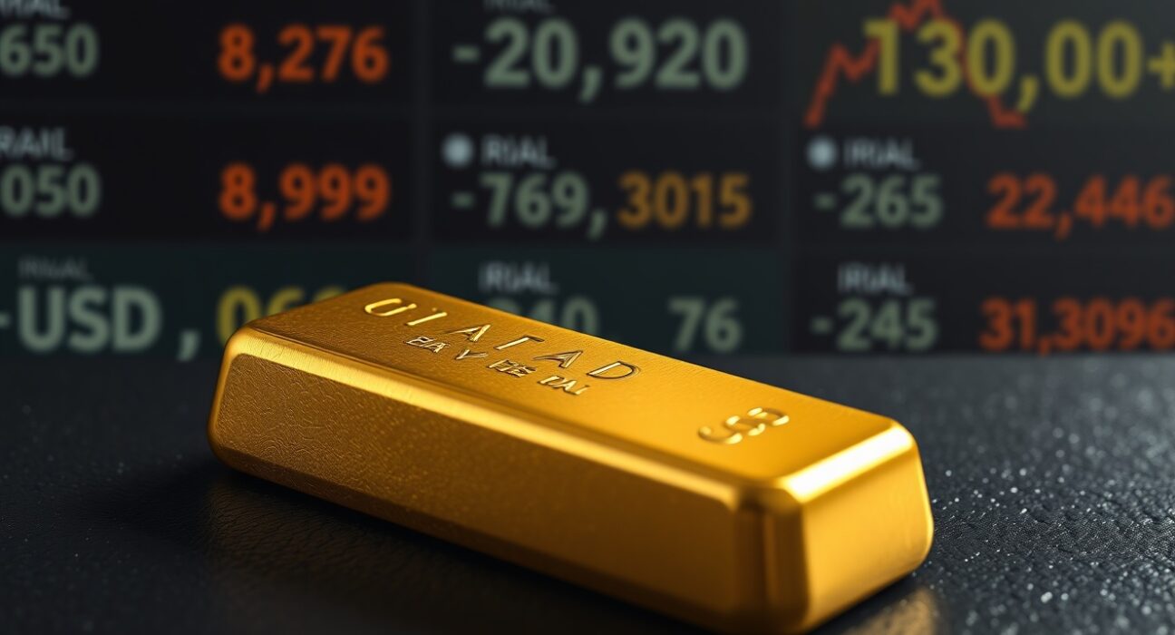 Gold bullion bar representing gold price movement amid US-Iran diplomatic developments affecting currency markets.