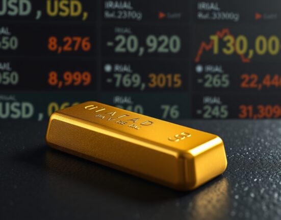 Gold bullion bar representing gold price movement amid US-Iran diplomatic developments affecting currency markets.