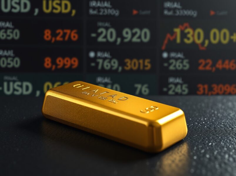 Gold bullion bar representing gold price movement amid US-Iran diplomatic developments affecting currency markets.