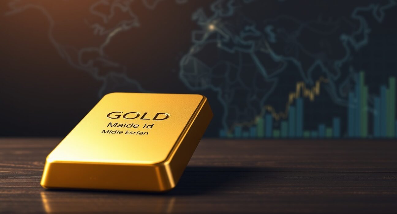Gold bullion bar representing market vulnerability amid geopolitical tensions and Federal Reserve