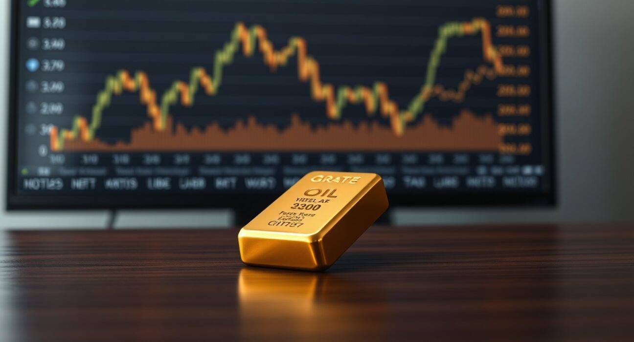 Gold bullion bar representing market stability during US-Iran diplomatic talks and oil price pressures.