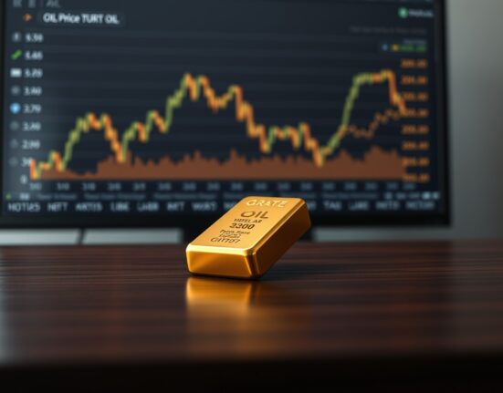 Gold bullion bar representing market stability during US-Iran diplomatic talks and oil price pressures.