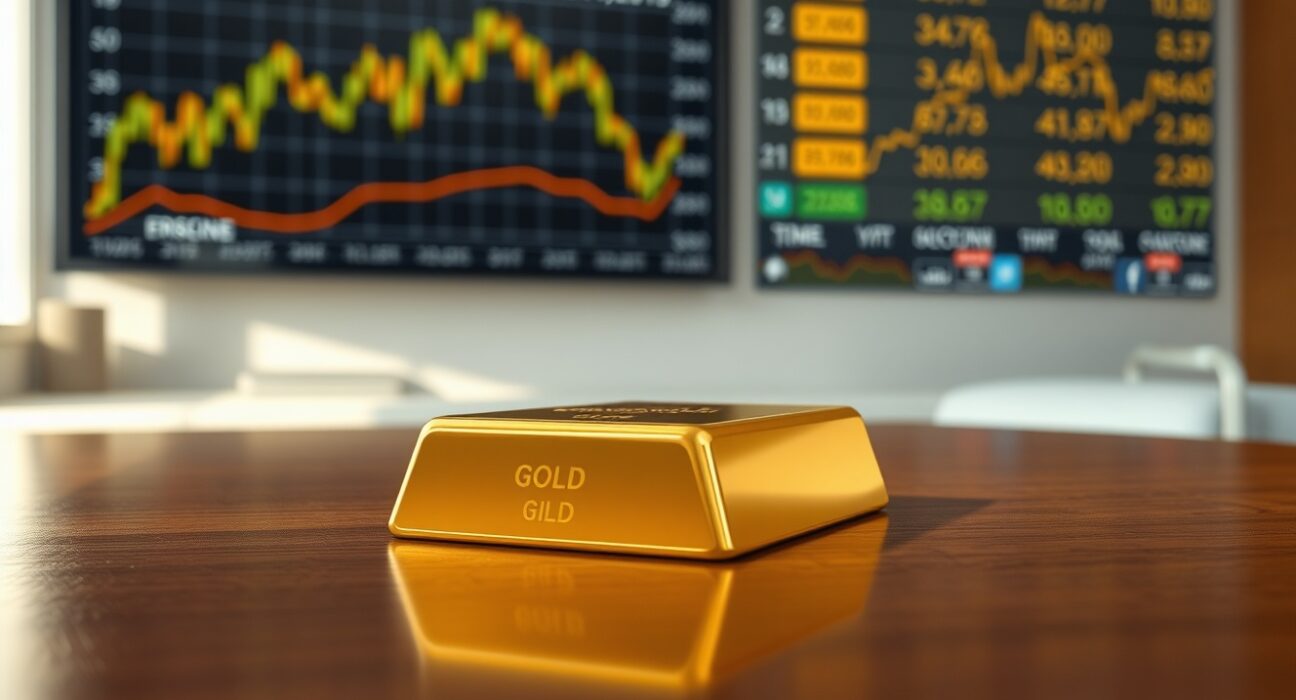 Gold bullion bar representing market stability during US-Iran nuclear negotiations and oil price inflation pressures.