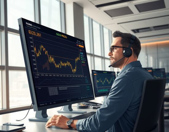 Trader analyzing gold price charts amid US-Iran talks and economic data releases