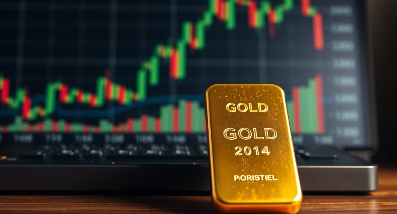 Gold bullion bar representing market volatility amid Trump Iran ultimatum geopolitical tensions.