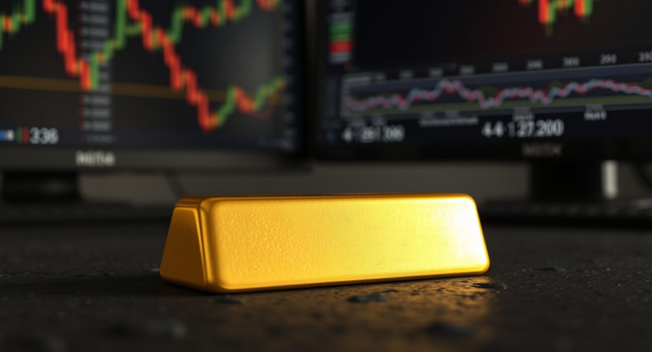 Gold bullion bar representing declining gold price amid central bank policy decisions