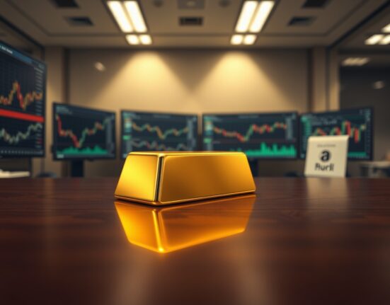 Gold bullion bar representing market analysis of gold prices amid Federal Reserve policy and geopolitical talks.