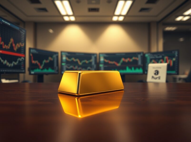 Gold bullion bar representing market analysis of gold prices amid Federal Reserve policy and geopolitical talks.
