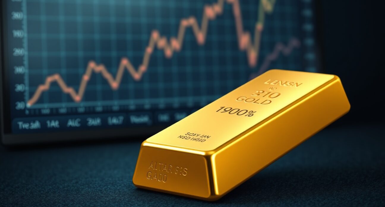 Gold bullion bar representing subdued prices amid high inflation and Federal Reserve policy.