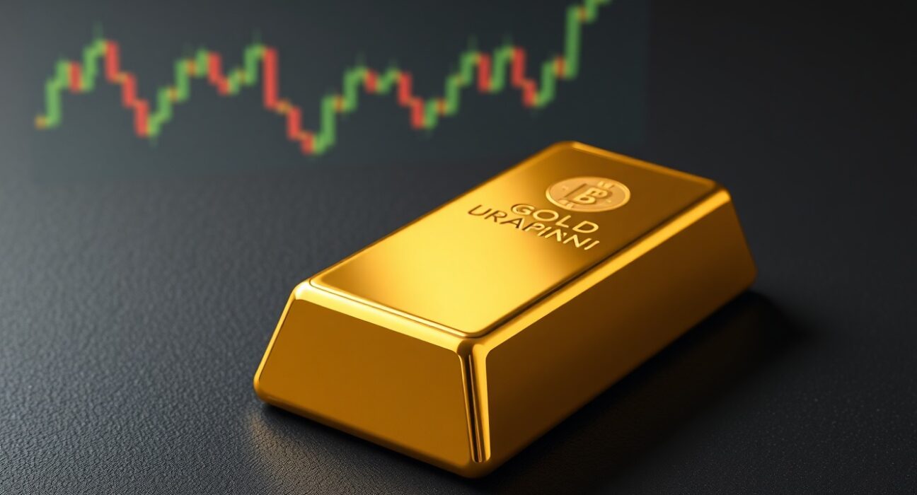 Gold bullion bar representing market price movements amid central bank policy and dollar strength.