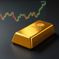 Gold bullion bar representing market price movements amid central bank policy and dollar strength.