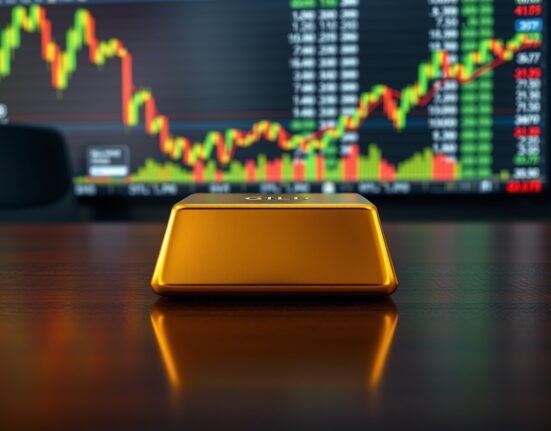 Gold bullion bar representing steady prices amid US inflation data and Federal Reserve outlook.