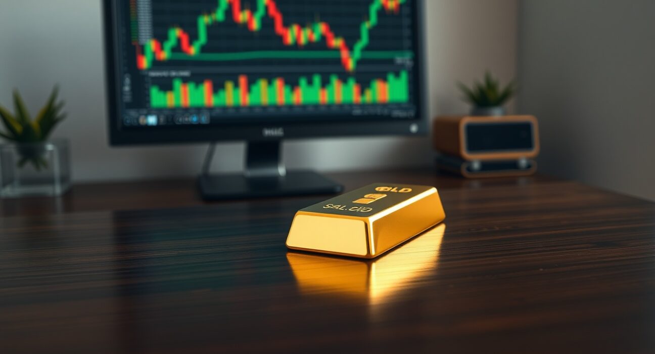 Gold bullion bar representing market stability amid US-Iran geopolitical uncertainty and Federal Reserve data anticipation.