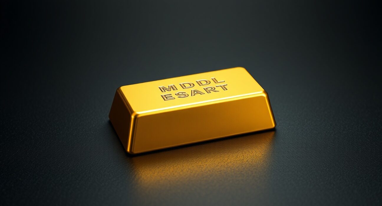 Gold bullion bar representing market stability during US-Iran geopolitical uncertainty and mixed economic data.
