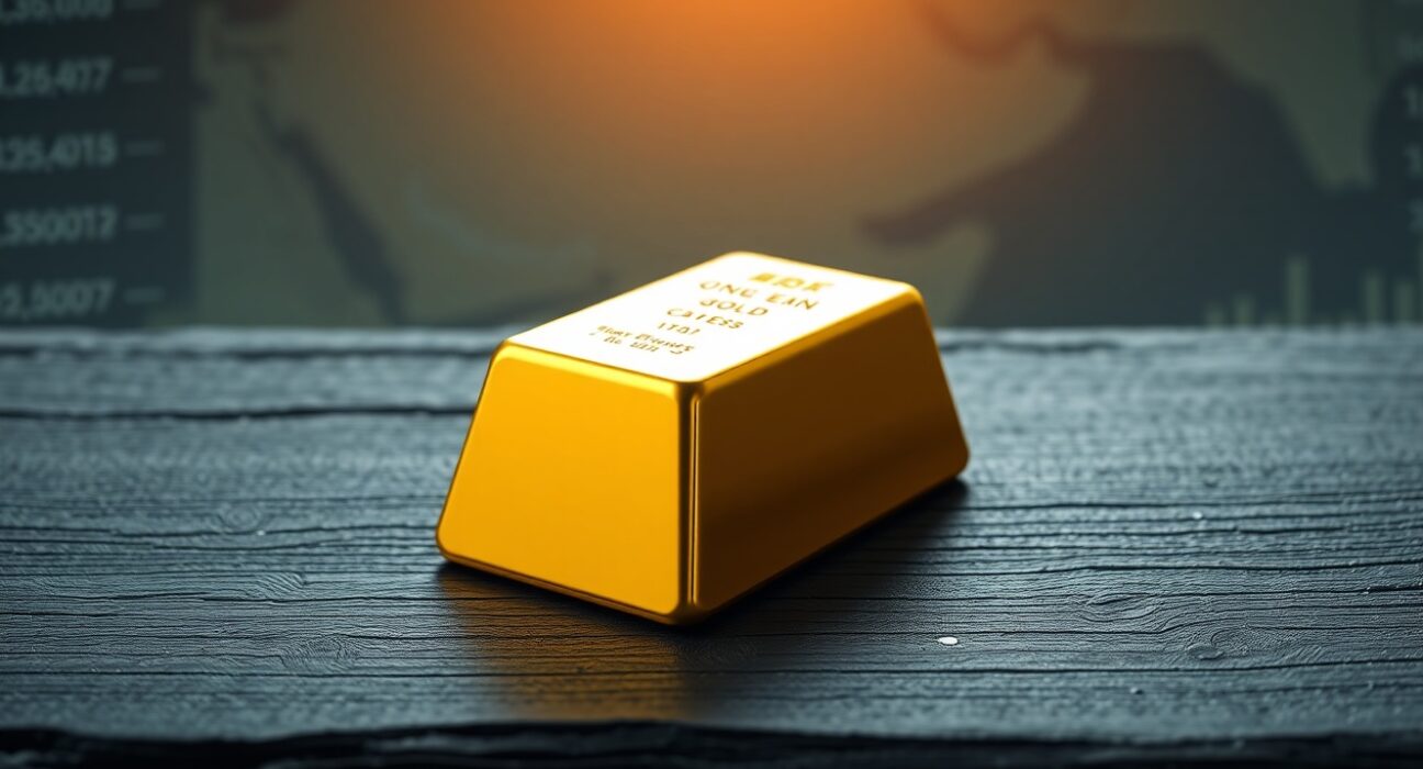 Gold bullion bar representing market stability amid geopolitical tensions and Federal Reserve policy uncertainty in 2025.