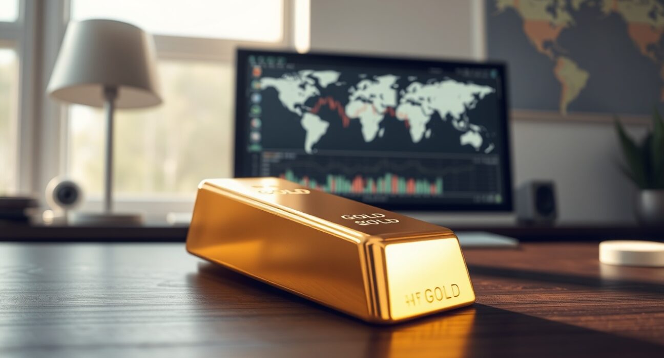 Gold bullion bar representing subdued prices amid US-Iran geopolitical tensions and market caution.