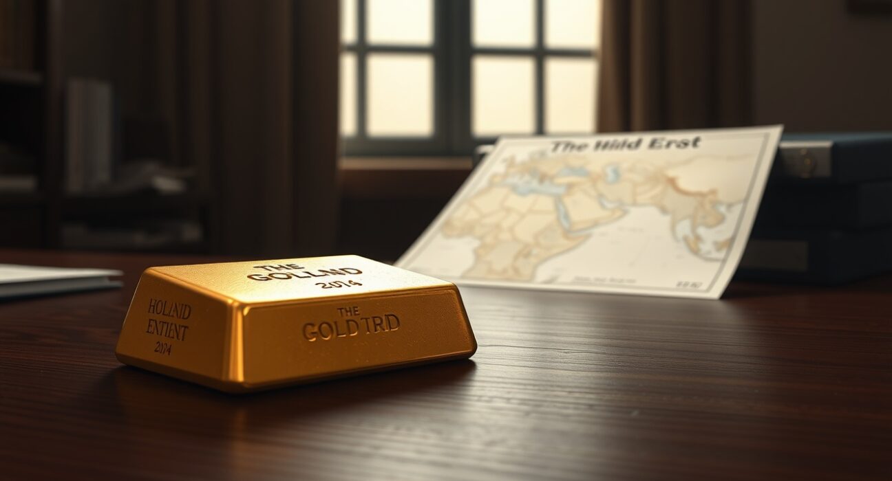 Gold bullion bar representing market caution amid US-Iran geopolitical tensions.