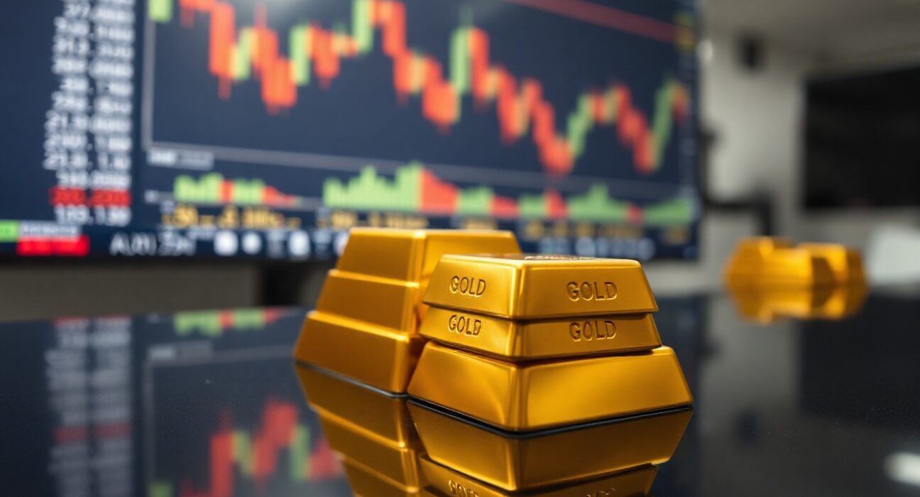 Gold bars reflecting market uncertainty as prices pull back from two-month high