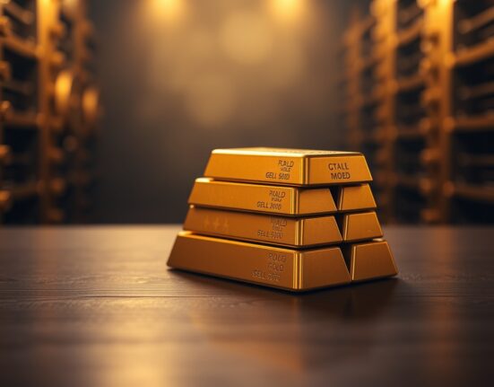 Stacked gold bars on a dark surface with soft lighting, representing the gold price rally after US CPI data.