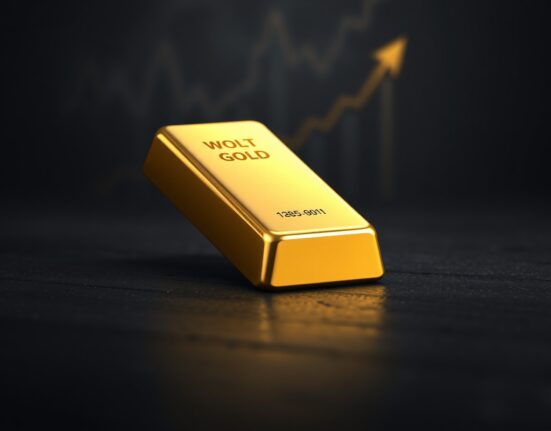 Gold bullion bar representing the surge in gold prices amid US dollar volatility.
