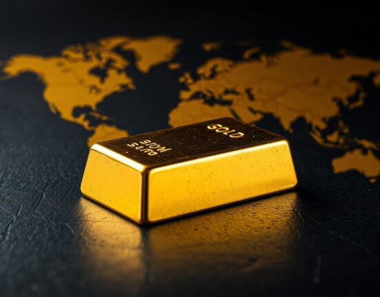 Gold bullion bar representing the market rebound amid geopolitical and currency factors.