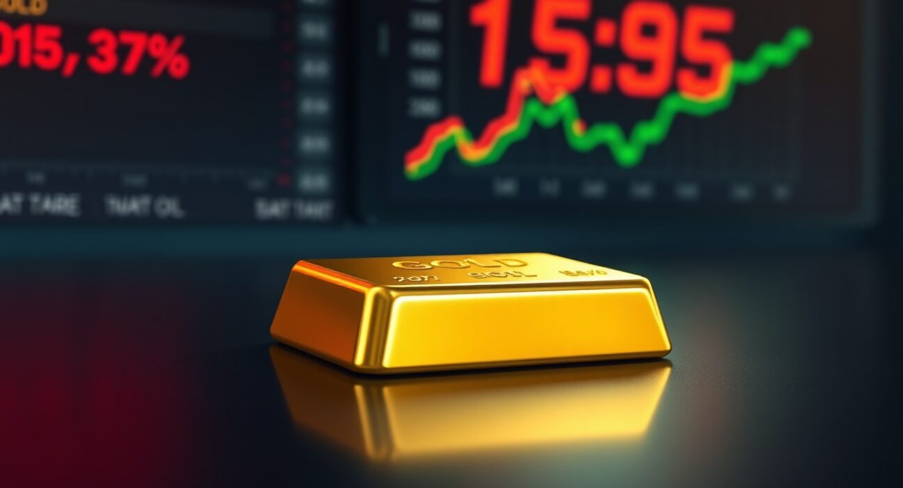 Gold bullion bar symbolizes the price rebound as oil markets pressure the US Dollar in 2025.