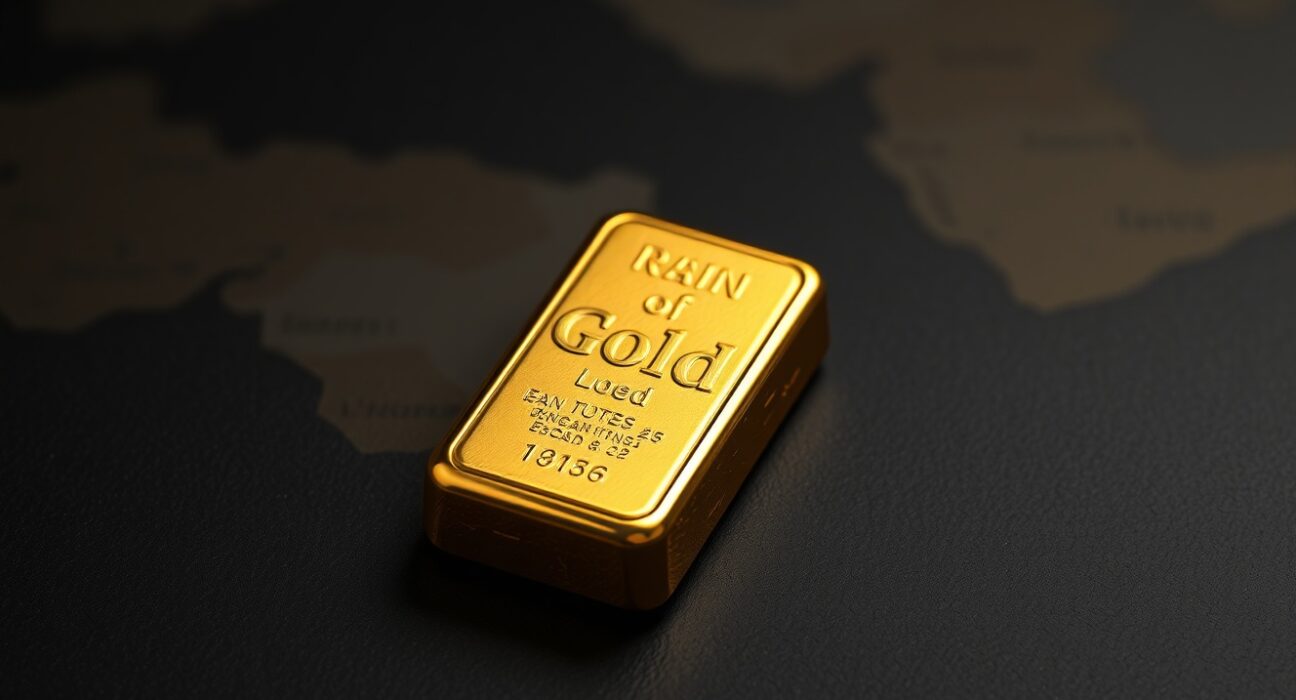 Gold bullion bar representing safe-haven demand during Middle East tensions and inflation concerns.
