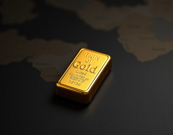 Gold bullion bar representing safe-haven demand during Middle East tensions and inflation concerns.