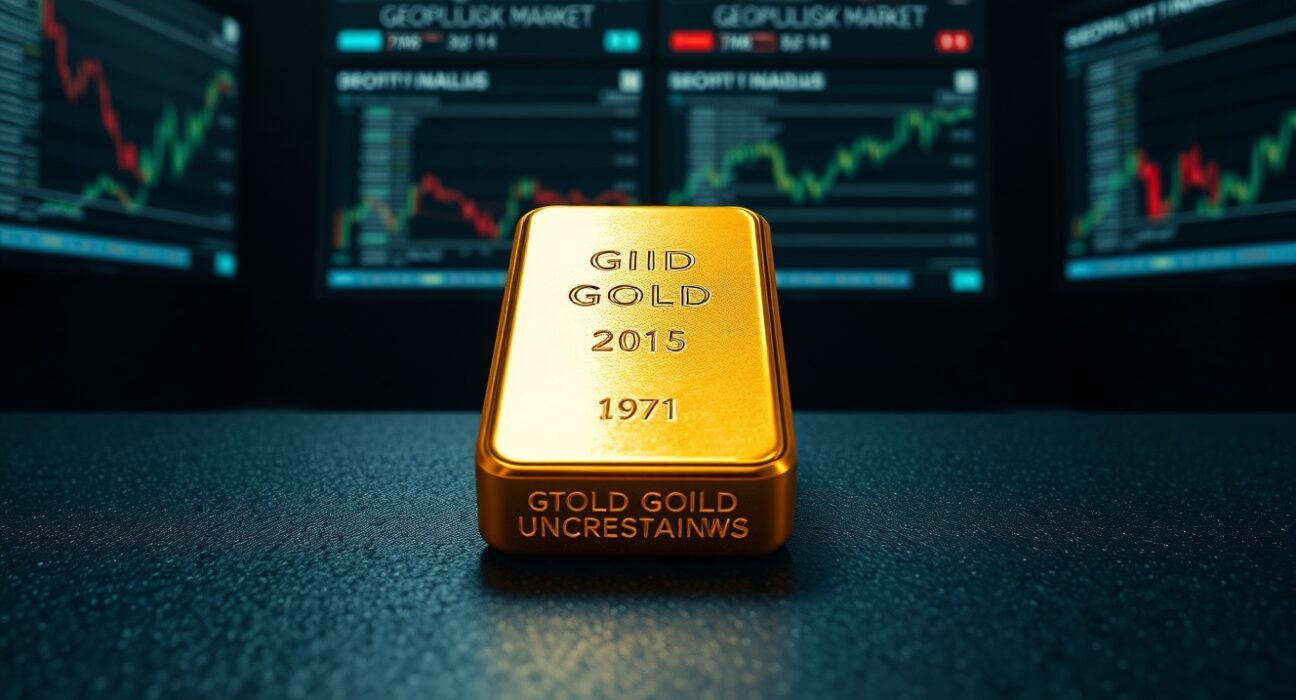 Gold bullion bar representing the market rebound amid shifting US-Iran geopolitical tensions.