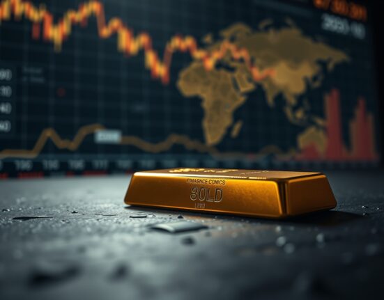 Close-up of a gold bar with dramatic lighting, representing safe-haven demand amid geopolitical tensions.