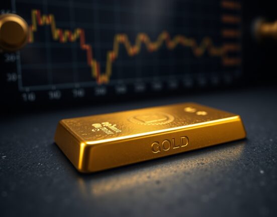 Gold bullion bar representing the declining gold price amid rising bond yields.