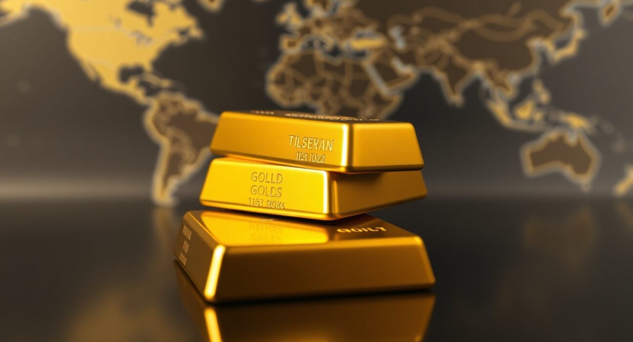 Close-up of gold bars with soft lighting, representing safe-haven demand amid geopolitical tensions.