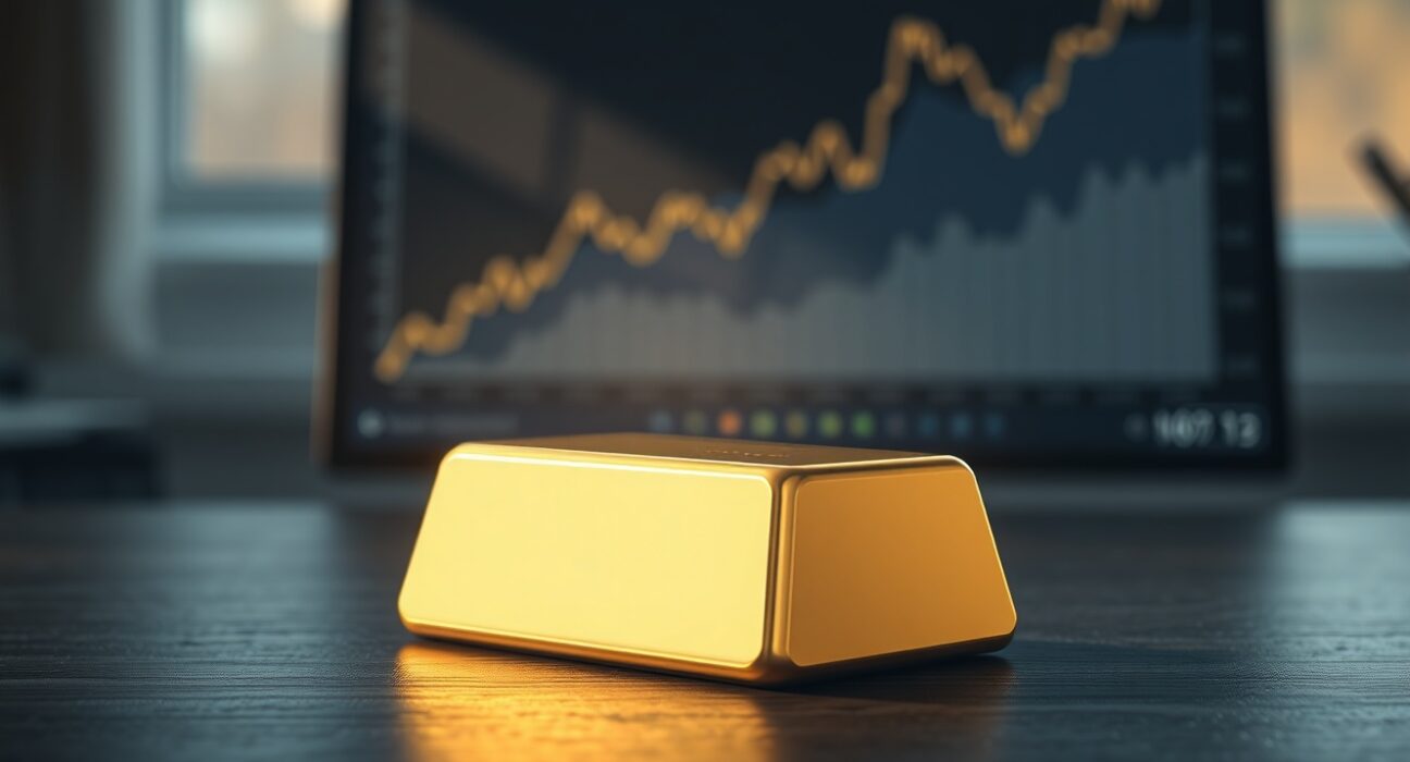 Gold bullion bar representing price recovery amid a weakening US dollar, per OCBC analysis.