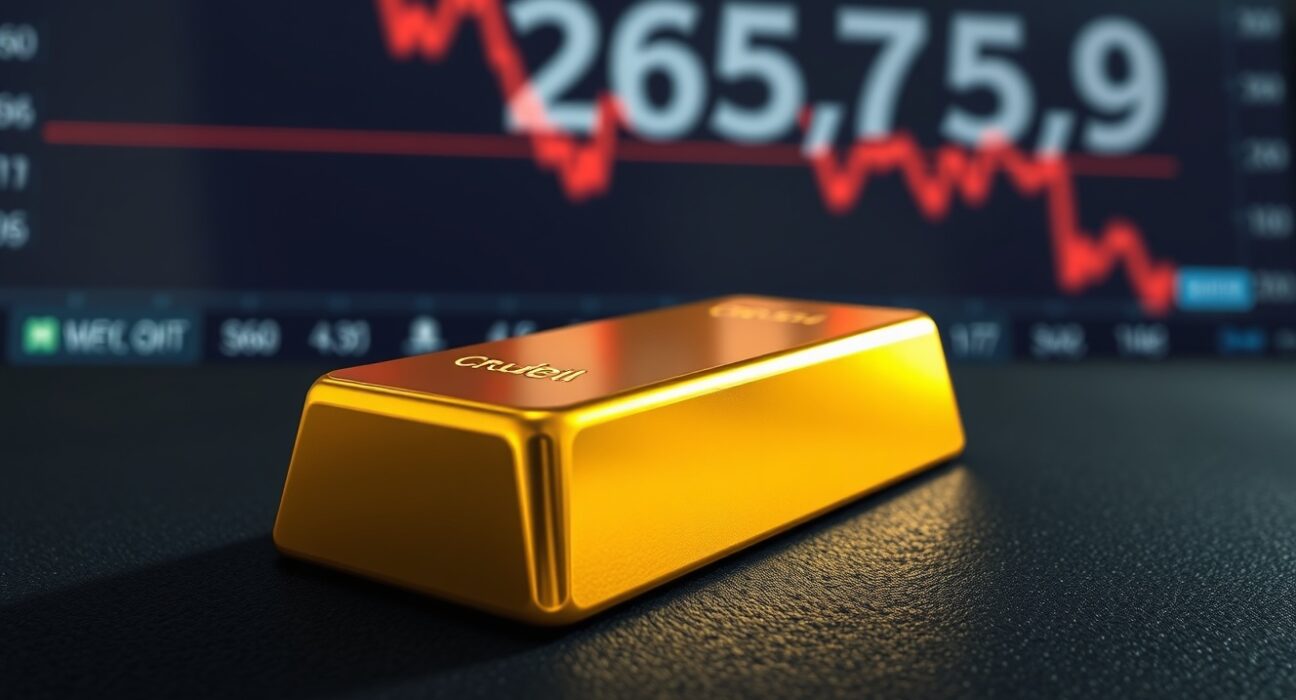 Gold bullion bar representing price recovery amid cooling oil markets and Iran tensions.
