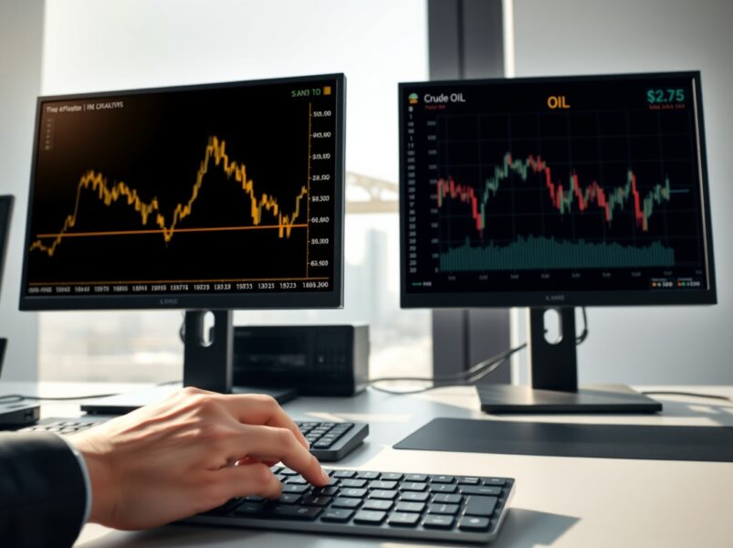 Gold price rising as oil price falls on US-Iran ceasefire hopes affecting commodity markets.